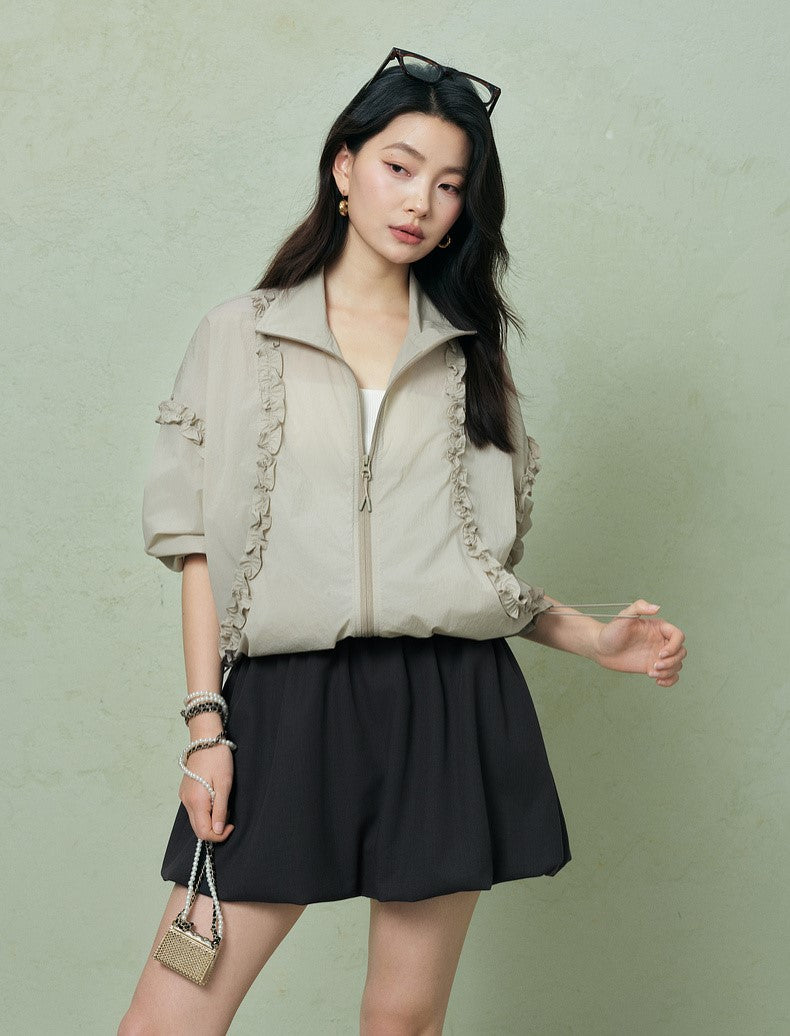 SUSHE Trim Drawstring Jacket-CARA