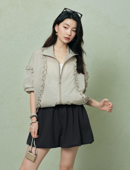 SUSHE Trim Drawstring Jacket-CARA