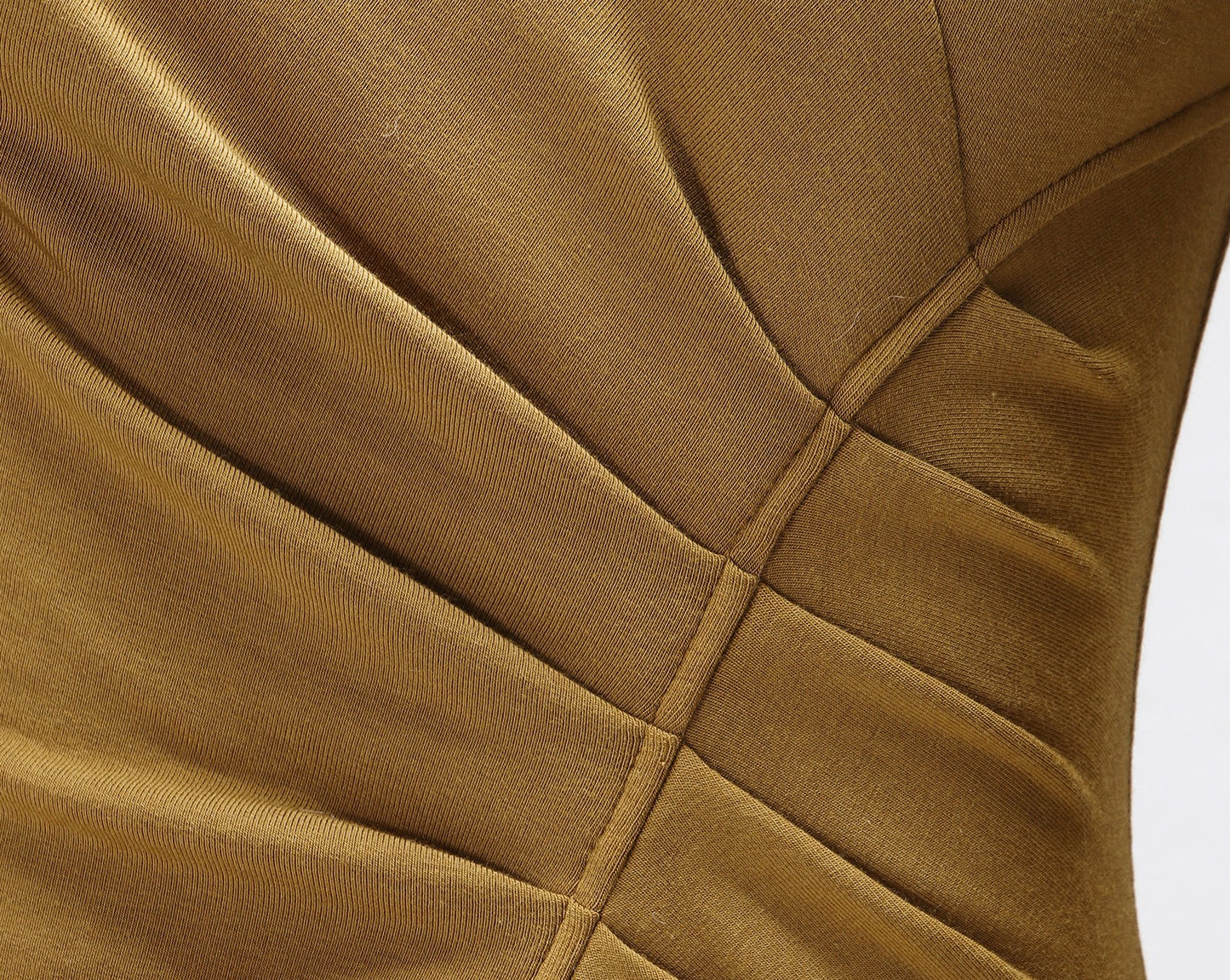 WANGXO | Knitted Fabric Sculptural Pleats Overlapping V-Neck Slim A-Hem Dress-NORA.