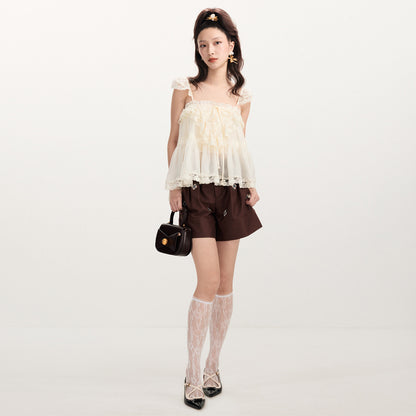 FAME Rococo Embroidered Trim Vest Suspension Top Women's Outerwear - SHANE