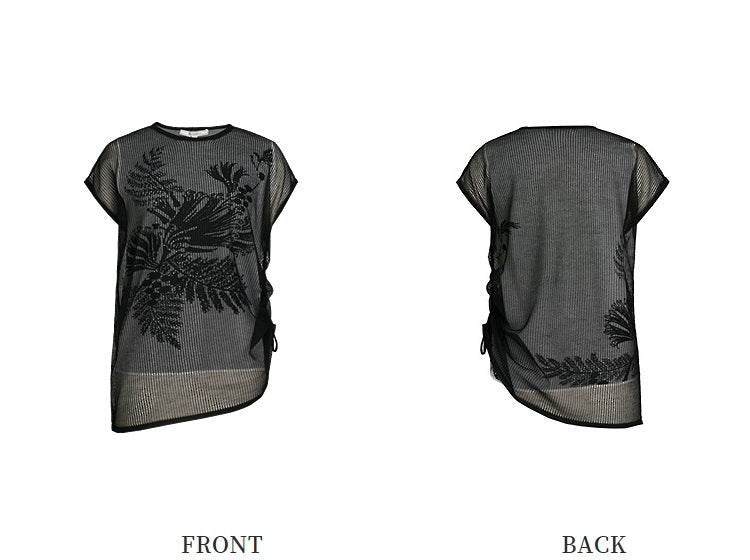 ZHUCHONGYUN jacquard round neck short sleeve T-shirt-WEBS.