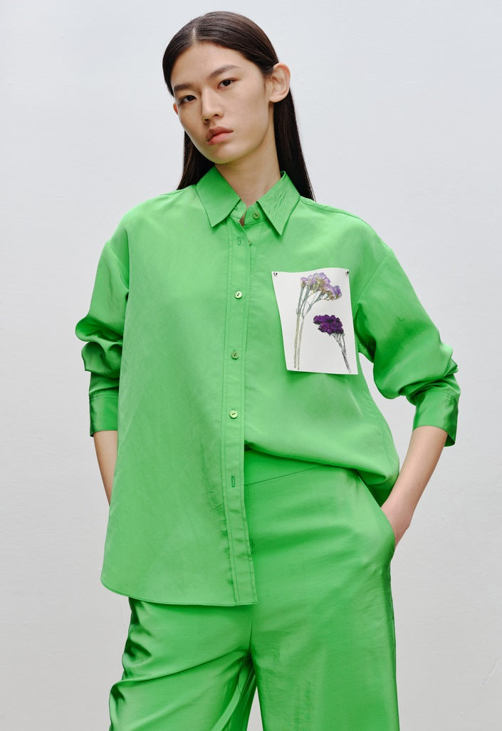 COMME MOI Lv Yan designer dopamine women's peak-necked silhouette shirts - MILA.