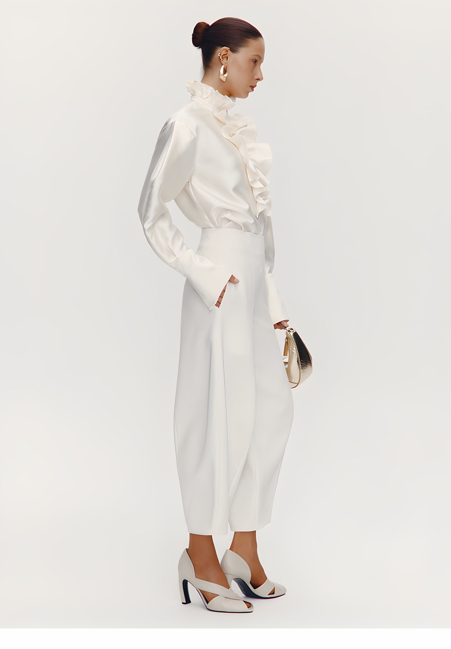 ATELIER MISS LU Court Wind Pleated Design Shirt Top - SUTH