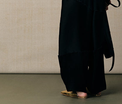 ZHUCHONGYUN black pleated three-dimensional divider tapered trousers-HYSE.