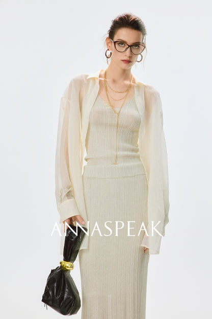 ANNASPEAK dry soft and cool VISCOSE pit strip suspender straight skirt set-CHOTA.