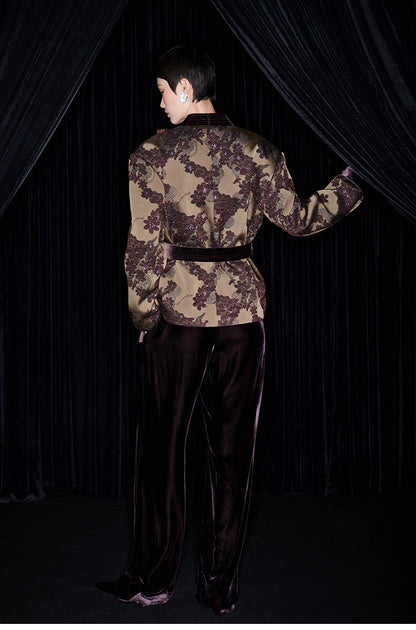 M essential Mackay designer brown tassel beaded broad-shouldered Jacket top - Soliy.