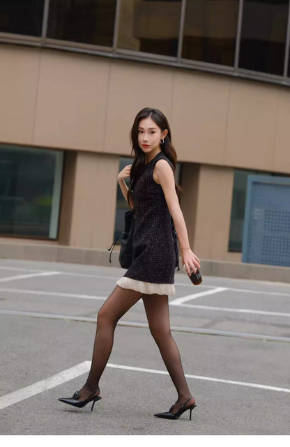 ATELIER MISS LU Hem Stitching Slim Small Fragrance Dress - HEIL