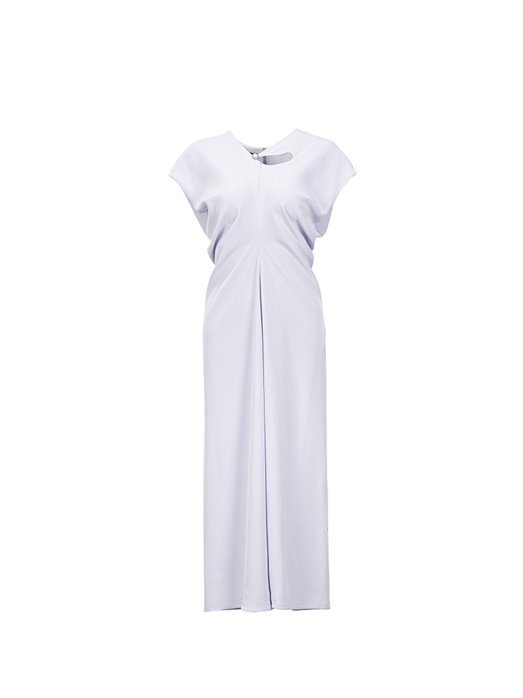 YES BY YESIR | Ye Qians Luxe Deconstructed Collar Long Dress with Quietly Cinched Waistline -SELENIA.