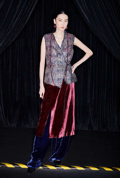 M essential Ma Kai designer Yao Ye embroidered fabric slim side vest - LAPT.
