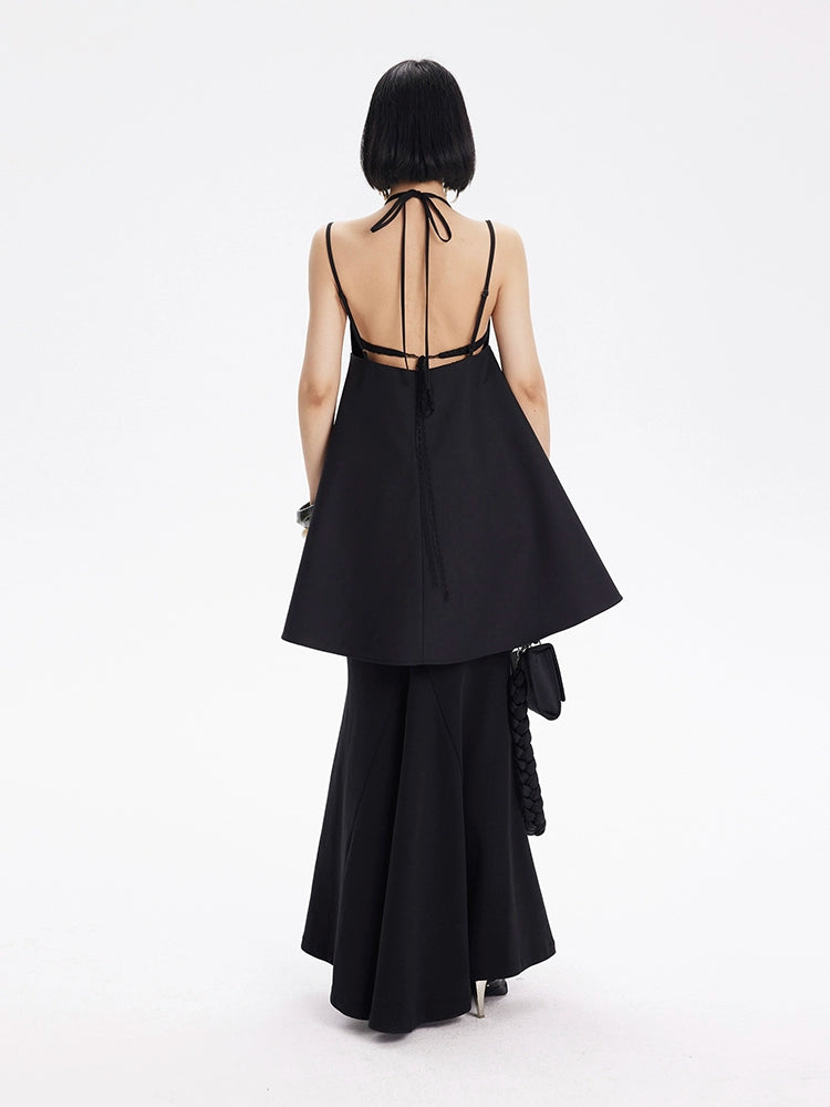 TINY IN lace slip short black dress -RAYS