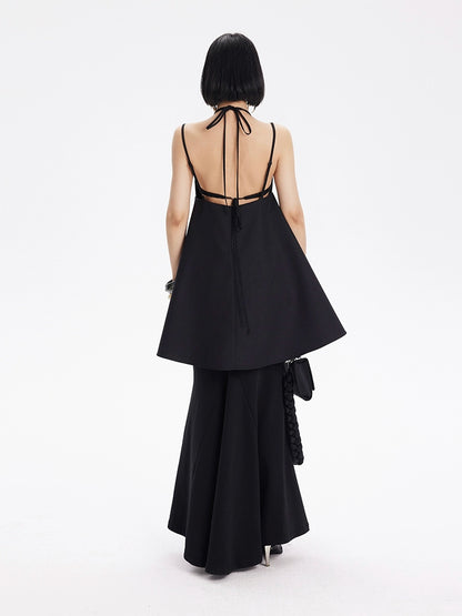 TINY IN lace slip short black dress -RAYS