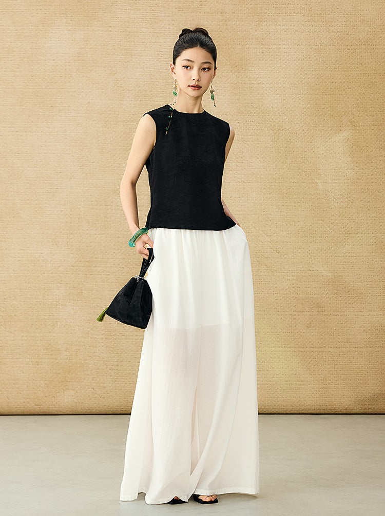 HECO Chinese Diagonal Jacquard Round Neck Vest - HOVER.