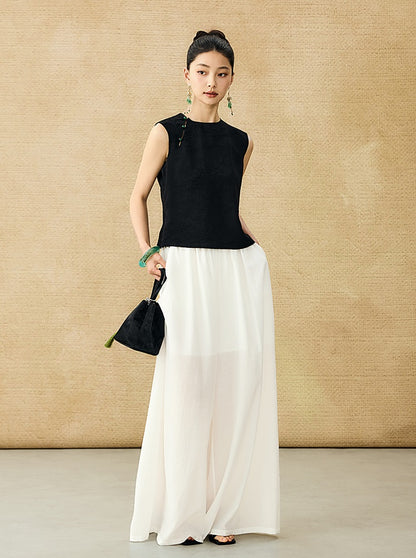 HECO Chinese Diagonal Jacquard Round Neck Vest - HOVER.