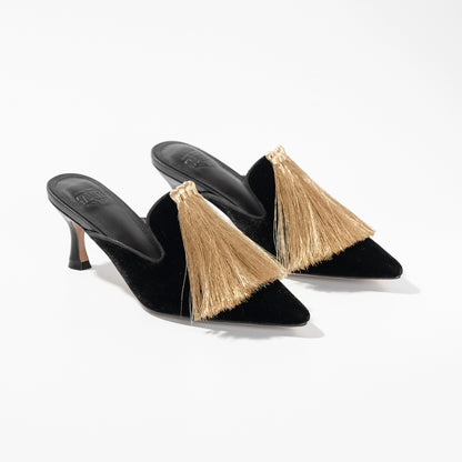 B-FEI spring and summer velvet vintage heels-ANNIE.