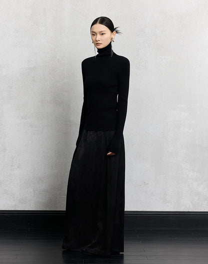 HECO Plain Base Layer Top High Neck black white red apricot Long Sleeve Knit Sweater - nice.