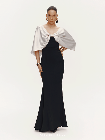 ATELIER MISS LU Shi Glossy Shawl Mermaid Dress Long Skirt - STED