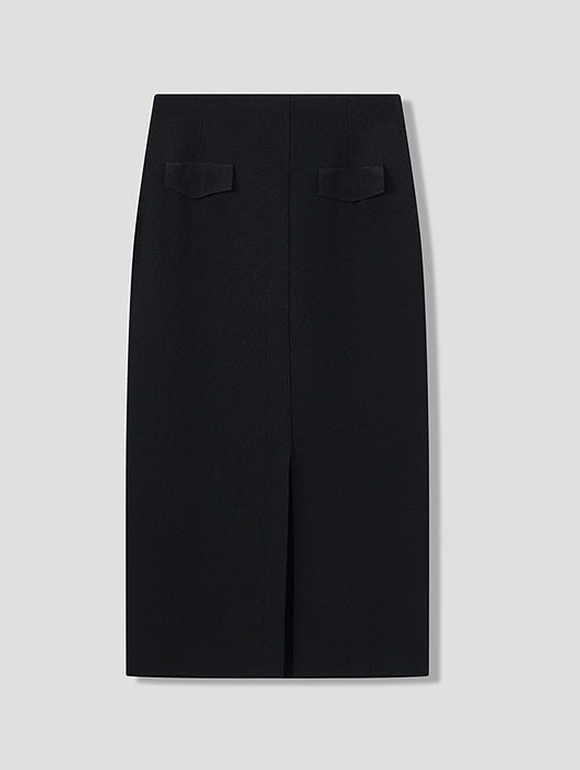 COMME MOI Lu Yan designer's new women's black knitted skirt with a center slit - ACCEES.