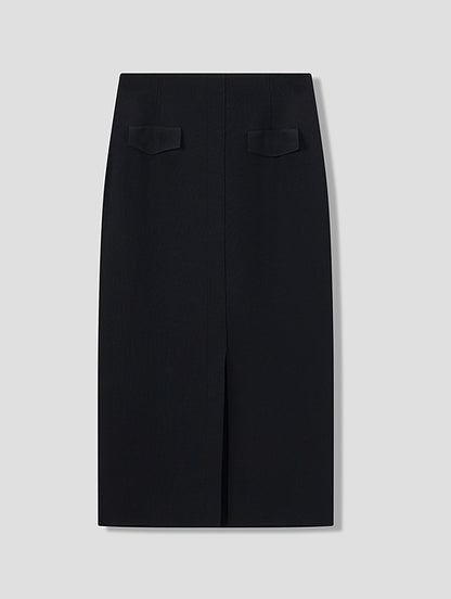 COMME MOI Lu Yan designer's new women's black knitted skirt with a center slit - ACCEES.