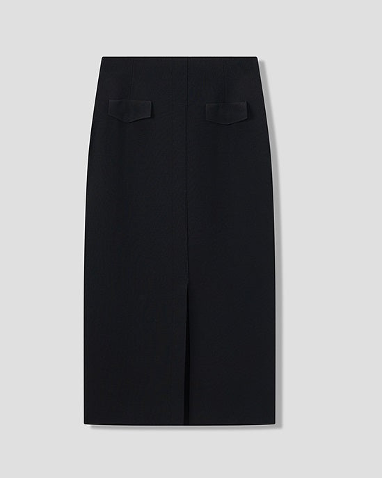 COMME MOI Lu Yan designer's new women's black knitted skirt with a center slit - ACCEES.