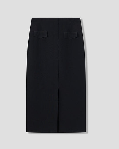 COMME MOI Lu Yan designer's new women's black knitted skirt with a center slit - ACCEES.