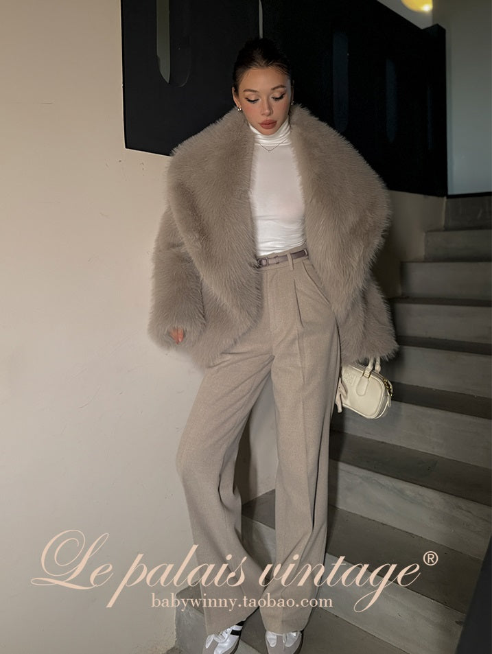 Le Palais Vintage  fur coat woolen trousers-DIOR