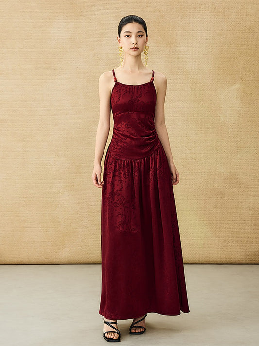 HECO Chinese Jacquard Halterneck Slip Dress  - KNO .