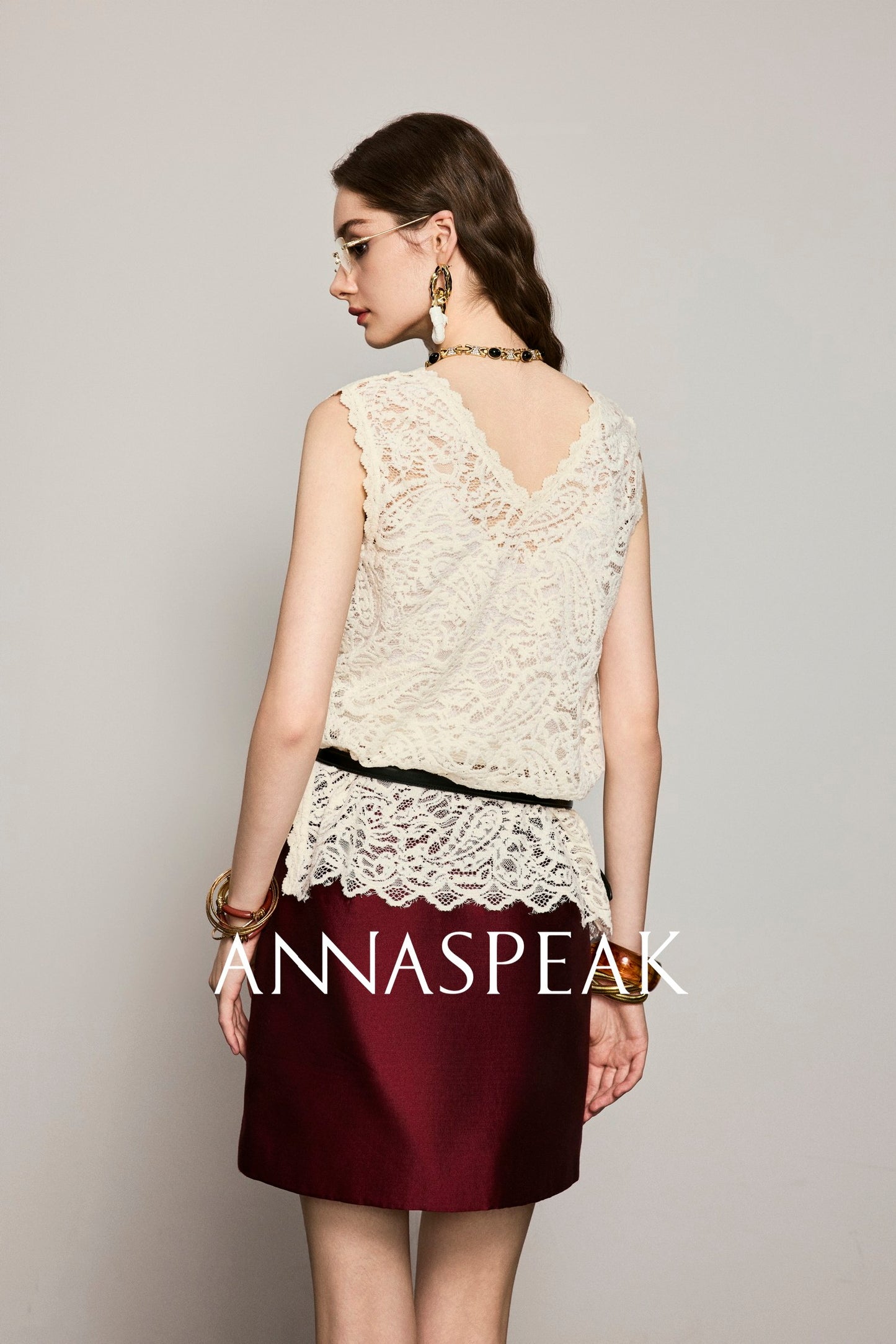 ANNASPEAK versatile chenille velvet lace custom lace dress vest-MAC.