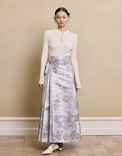 HECO red black white wool Blend twisted cut-out stand collar long-sleeved Knit- secret.