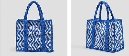 COMME MOI Lv Yan designer's new casual contrasting straw handbag - hadley.