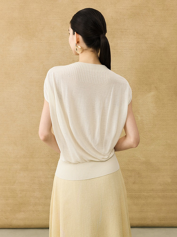 HECO Chinese comfortable neck sleeveless knitted T-shirt - QUEEN.