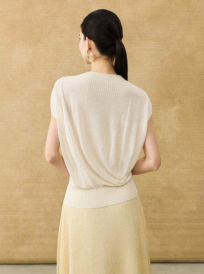 HECO Chinese comfortable neck sleeveless knitted T-shirt - QUEEN.