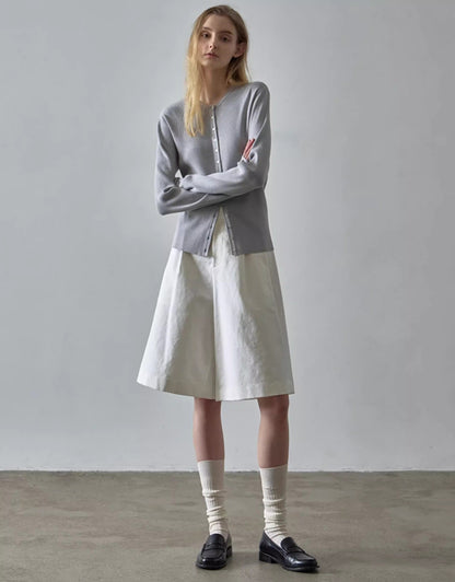 NOTHING WRITTEN pattern shorts high-waisted casual wide-leg cropped pants-GWEN.