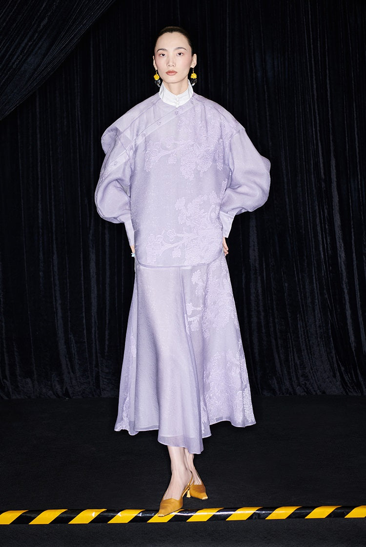 M essential Mackay designer taro jacquard silhouette placket shirt - JESSY.