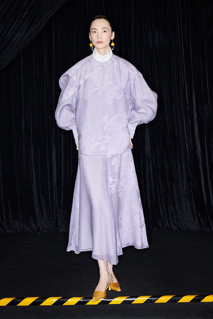 M essential Mackay designer taro jacquard silhouette placket shirt - JESSY.