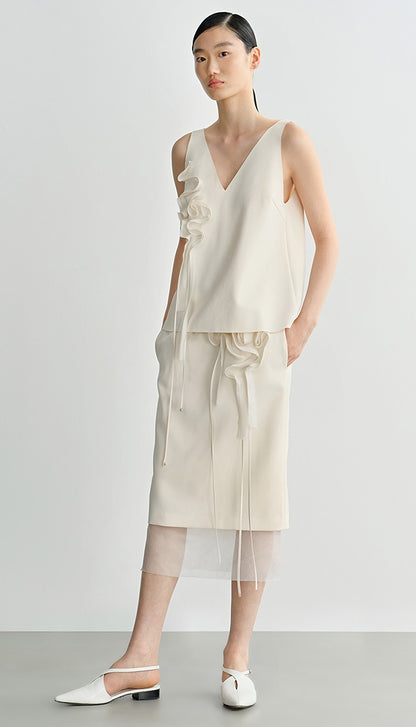 COMME MOI summer women's short flower V-neck vest - MAEVE.