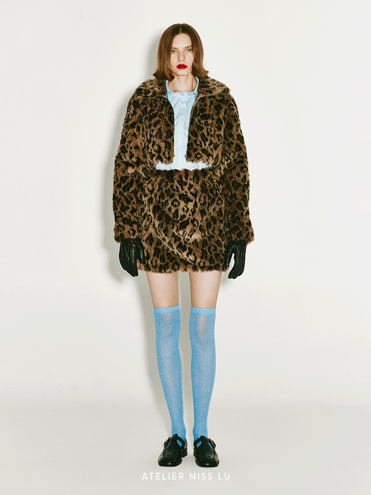 ATELIER MISS LU Fall/Winter faux fur leopard print skirt - GRAC.