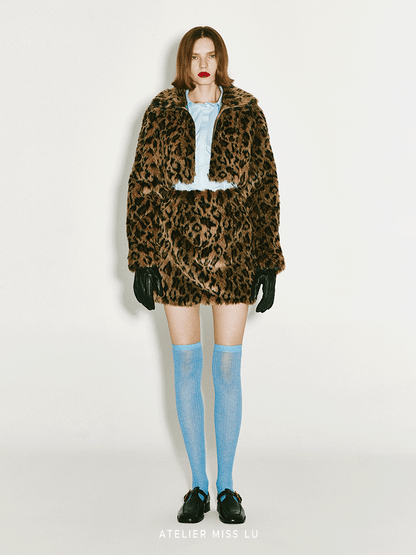 ATELIER MISS LU Fall/Winter faux fur leopard print skirt - GRAC.