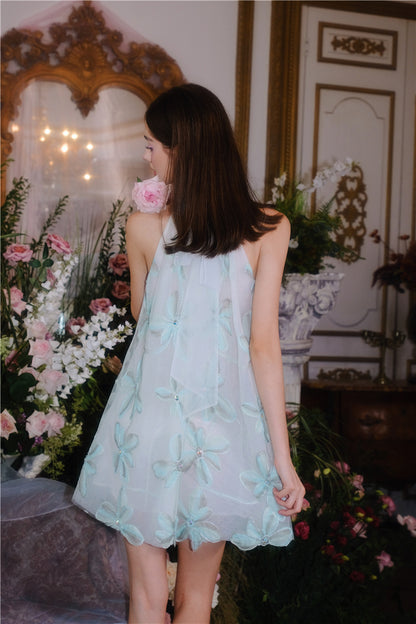 Wardrobes by Chen Mint Green Halter Flower Embroidered Loose  dollDress-Louis