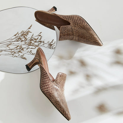 B-FEI vintage mules kitten heel shoes-GUPS.