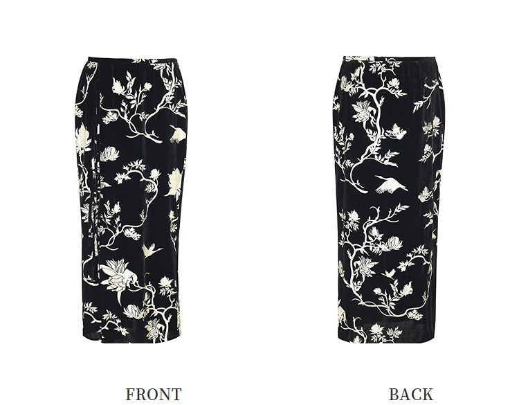 ZHUCHONGYUN Chinese nail bead stamped suede skirt--KEIGO.