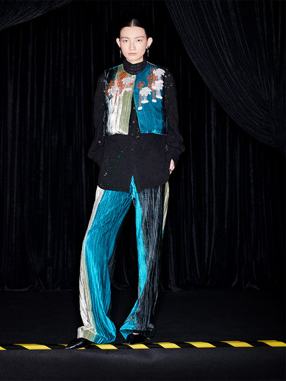 M essential Mackay designer hand-painted velvet tassel-embellished gilet - Quilse.