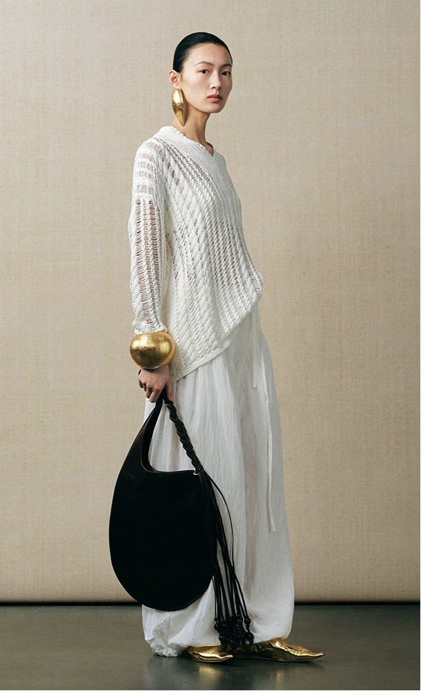 ZHUCHONGYUN knitted twist pattern white long-sleeved shirt-DRAGNE.