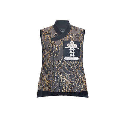 M essential Mackay designer mosaic tile embroidered vest - Gary.