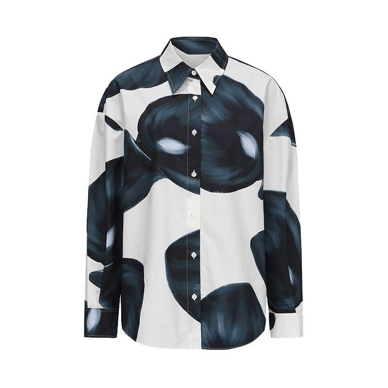 ATELIER MISS LU Spring/Summer brand fixed dyeing calla lily print shirt - TEE