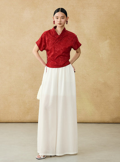 HECO Acetate High Waist Wide-leg Pants - TREY.