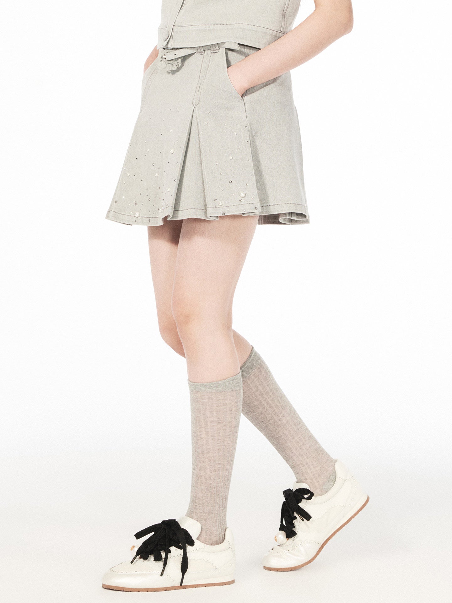 FAME beaded casual denim short skirt - HANNAH