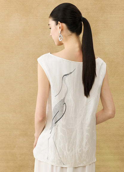 HECO Chinese style crane print top - LIVES.