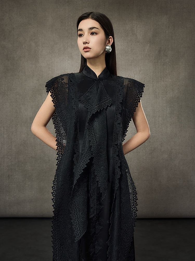 HECO Midi Stand Collar Ruffle Dress - FAIL.