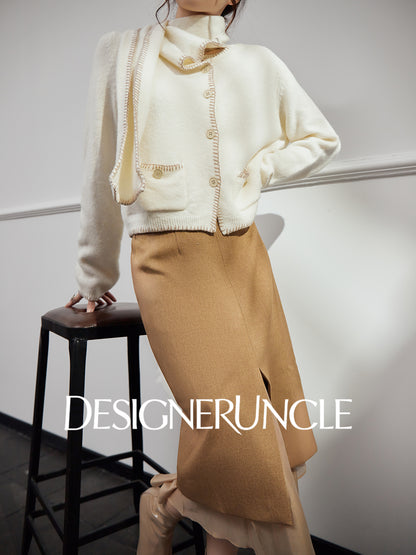 DGU "Lumu" coffee slit design high-end commuter long skirt - Ryan.