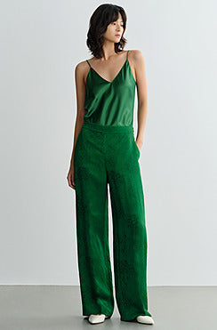 COMME MOI Lv Yan Designer Spring Women's Acetate V-Neck Green Suspenders - CLARA.